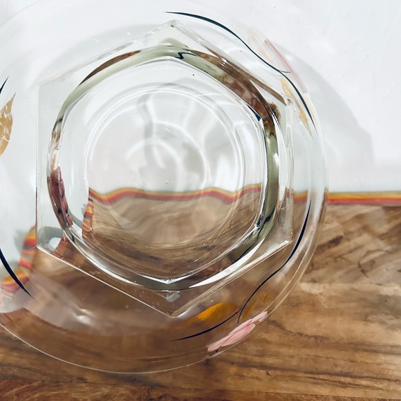1960's Mid-Century Glass Pink/Gold
Floral Chip & Dip Bowl - Picture 6 of 10